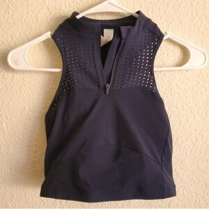 Lululemon Black Half Zip, Sleeveless Womens Perforated Active Sports Bra, Size 8